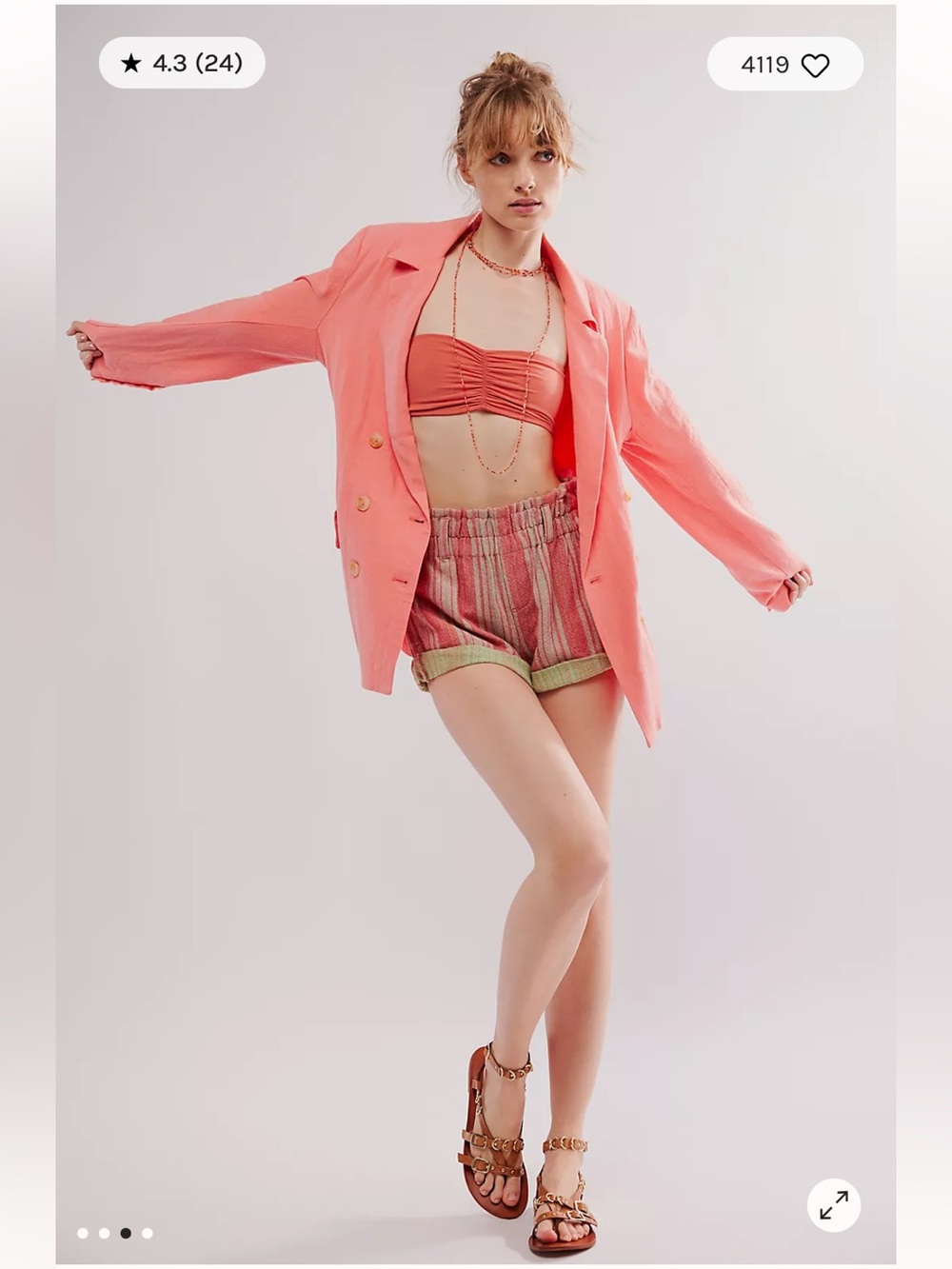 NWT Free people size M olivia blazer in strawberry colada